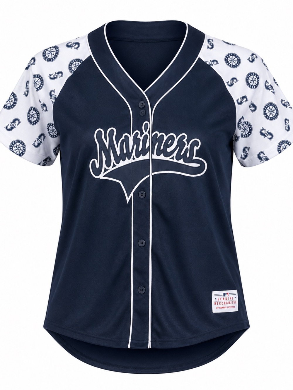 Mariners Women's Baseball Jersey - Navy and White
